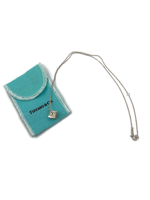 Sold-Tiffany 
Co 925 Silver Atlas Collection Cube with Necklace