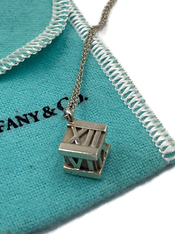 Sold-Tiffany 
Co 925 Silver Atlas Collection Cube with Necklace