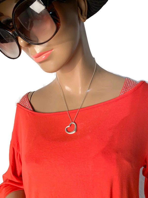 Sold-Tiffany 
Co 925 Silver Open Heart Necklace