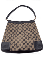 Sold-GUCCI GG Black Monogram Logo Shoulder Bag