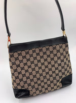 Sold-GUCCI GG Black Monogram Logo Shoulder Bag