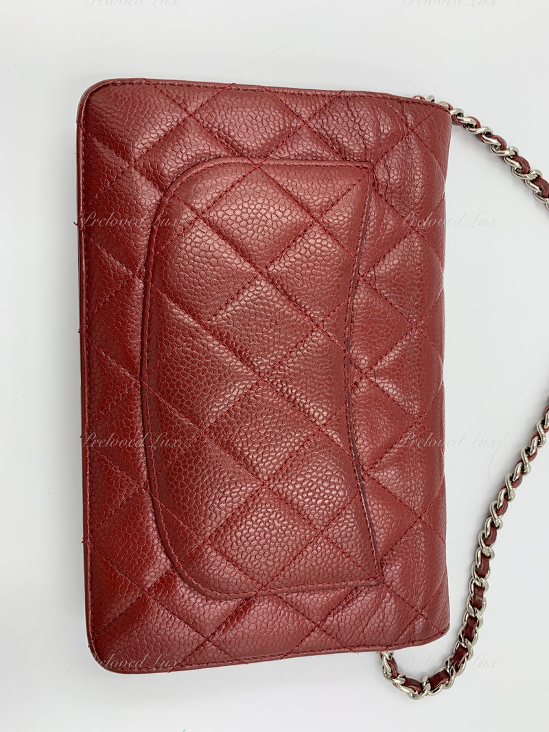 Sold-CHANEL Caviar Wallet-on-the-chain WOC Crossbody Flap Bag - Burgundy