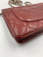 Sold-CHANEL Caviar Wallet-on-the-chain WOC Crossbody Flap Bag - Burgundy