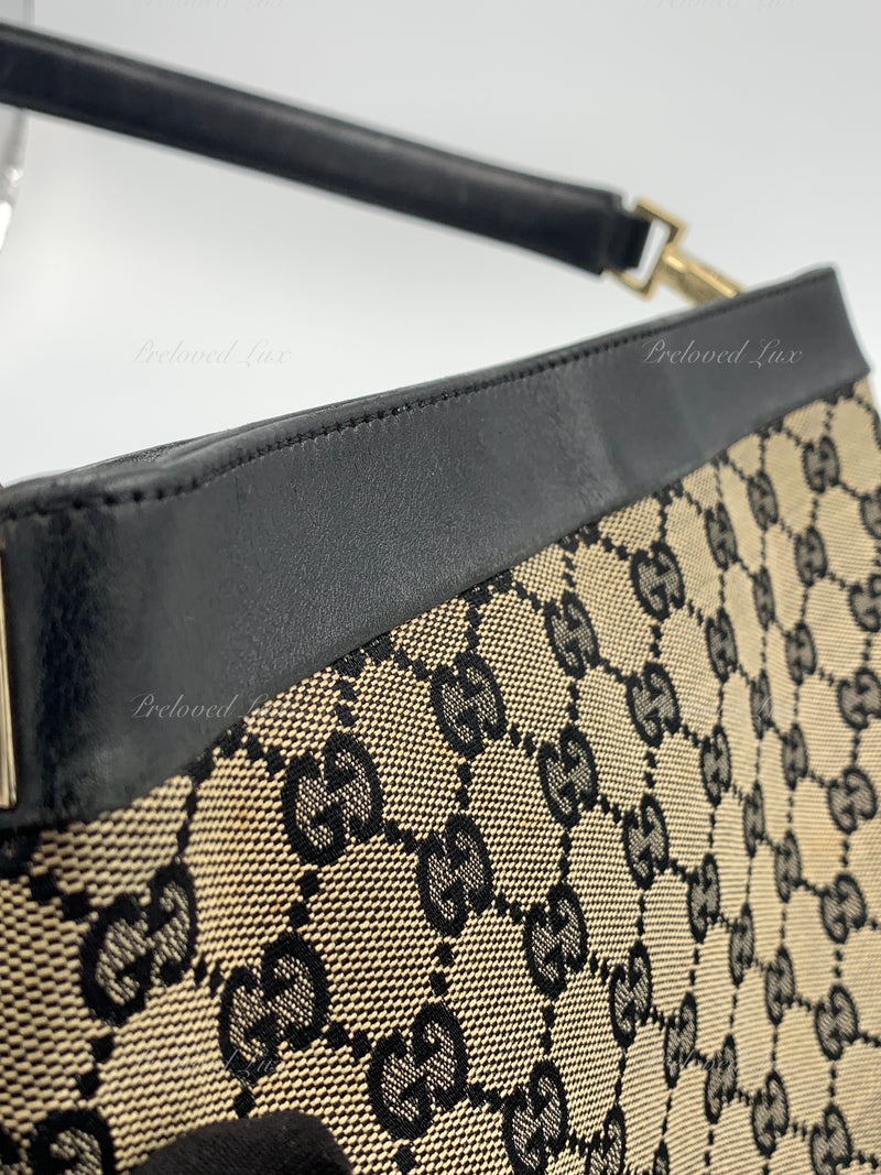 Sold-GUCCI GG Black Monogram Logo Shoulder Bag