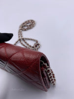 Sold-CHANEL Caviar Wallet-on-the-chain WOC Crossbody Flap Bag - Burgundy