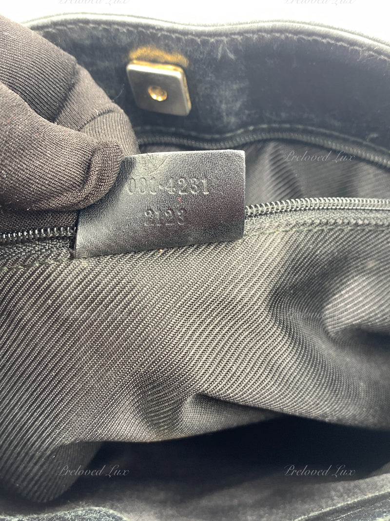 Sold-GUCCI GG Black Monogram Logo Shoulder Bag