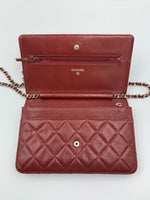 Sold-CHANEL Caviar Wallet-on-the-chain WOC Crossbody Flap Bag - Burgundy