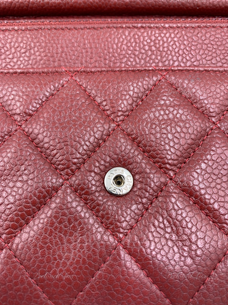 Sold-CHANEL Caviar Wallet-on-the-chain WOC Crossbody Flap Bag - Burgundy