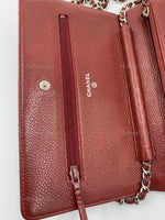 Sold-CHANEL Caviar Wallet-on-the-chain WOC Crossbody Flap Bag - Burgundy