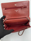 Sold-CHANEL Caviar Wallet-on-the-chain WOC Crossbody Flap Bag - Burgundy