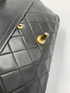 Sold-CHANEL Lambskin Double Chain Double Medium Flap Bag black/gold