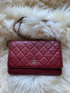 Sold-CHANEL Caviar Wallet-on-the-chain WOC Crossbody Flap Bag - Burgundy