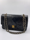 Sold-CHANEL Lambskin Double Chain Double Medium Flap Bag black/gold