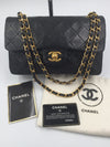 Sold-CHANEL Classic Lambskin Double Chain Double Small Flap Bag black/gold