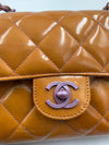 Sold-CHANEL Classic Mini Rectangular Seasonal Caramel Patent Leather Shoulder Bag Crossbody - light purple hardware