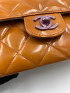 Sold-CHANEL Classic Mini Rectangular Seasonal Caramel Patent Leather Shoulder Bag Crossbody - light purple hardware