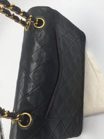 Sold-CHANEL Classic Lambskin Double Chain Double Small Flap Bag black/gold