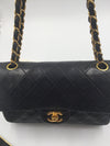 Sold-CHANEL Classic Lambskin Double Chain Double Small Flap Bag black/gold