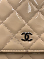 CHANEL Patent Leather Wallet-on-the-chain WOC Crossbody Flap Bag - Light beige / pink