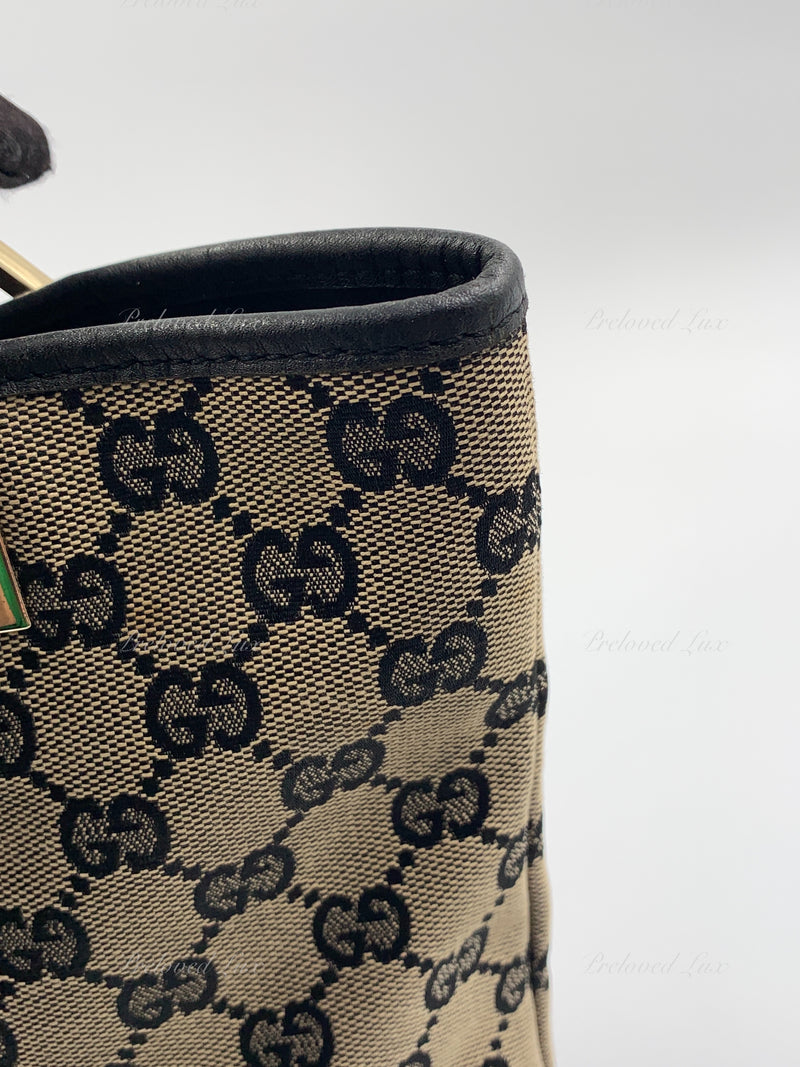 Sold-GUCCI GG Black Monogram Logo Bucket Shoulder Bag