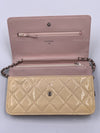 CHANEL Patent Leather Wallet-on-the-chain WOC Crossbody Flap Bag - Light beige / pink