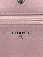 CHANEL Patent Leather Wallet-on-the-chain WOC Crossbody Flap Bag - Light beige / pink