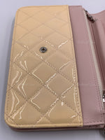 CHANEL Patent Leather Wallet-on-the-chain WOC Crossbody Flap Bag - Light beige / pink