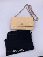 CHANEL Patent Leather Wallet-on-the-chain WOC Crossbody Flap Bag - Light beige / pink