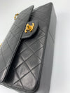 Sold-CHANEL Classic Lambskin Double Chain Double Medium Flap Bag black/gold