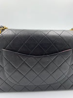 Sold-CHANEL Classic Lambskin Double Chain Double Medium Flap Bag black/gold