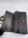 Sold-CHANEL Classic Lambskin Double Chain Double Medium Flap Bag black/gold