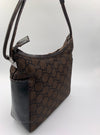 GUCCI GG Monogram Logo Dark Brown Nylon Shoulder Bag