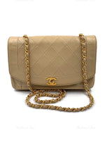 CHANEL Lambskin Medium Diana Single Chain Single Flap Bag Beige/gold