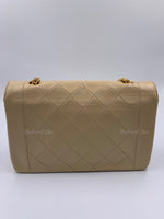 CHANEL Lambskin Medium Diana Single Chain Single Flap Bag Beige/gold