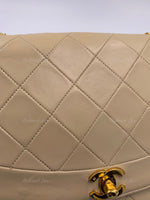 CHANEL Lambskin Medium Diana Single Chain Single Flap Bag Beige/gold