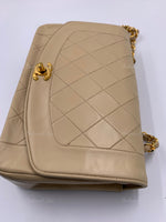 CHANEL Lambskin Medium Diana Single Chain Single Flap Bag Beige/gold