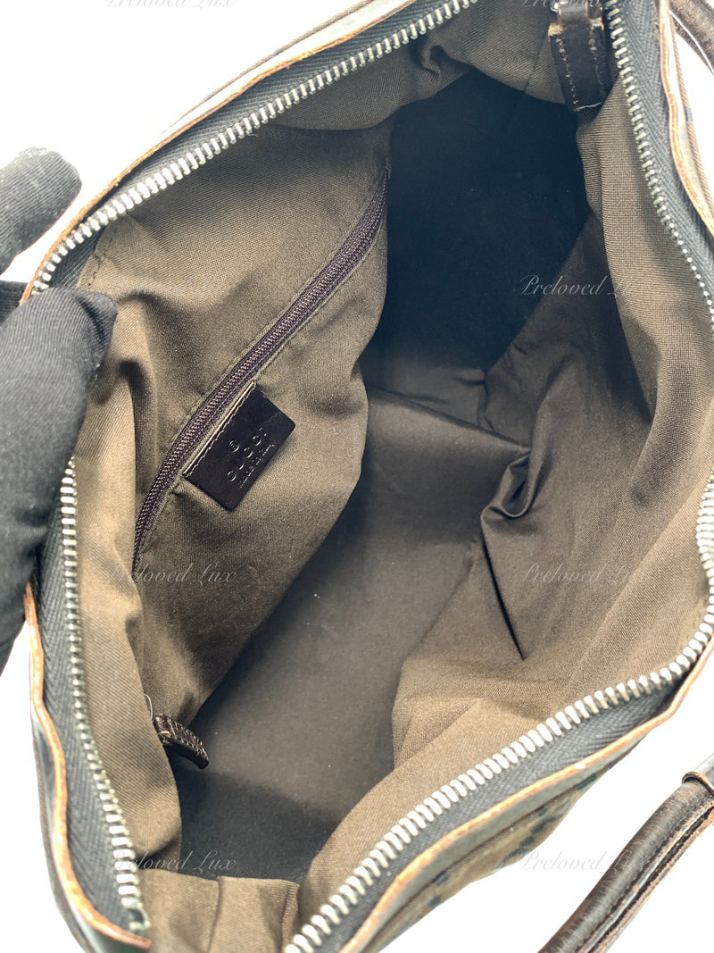 GUCCI GG Monogram Logo Dark Brown Nylon Shoulder Bag