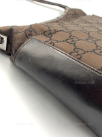 GUCCI GG Monogram Logo Dark Brown Nylon Shoulder Bag