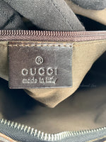 GUCCI GG Monogram Logo Dark Brown Nylon Shoulder Bag