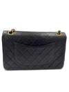 Sold-CHANEL Classic Lambskin Double Chain Double Medium Flap Bag black/gold