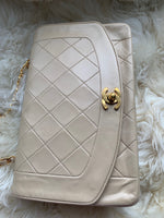 CHANEL Lambskin Medium Diana Single Chain Single Flap Bag Beige/gold