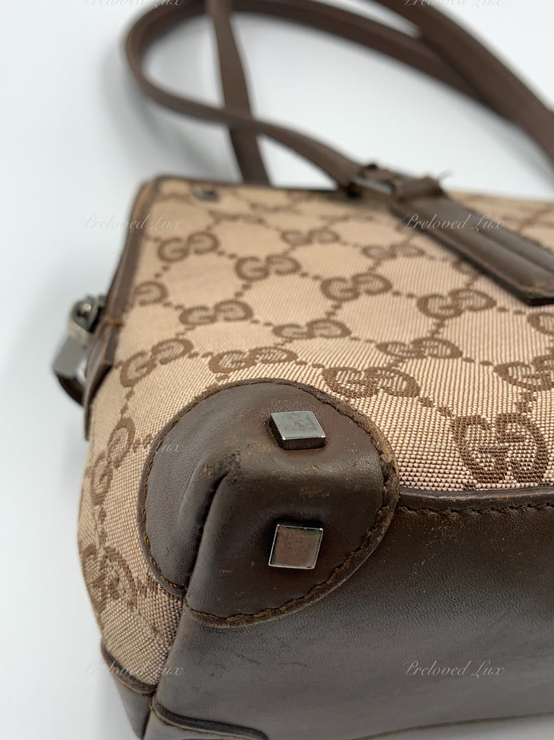 Sold-GUCCI Brown Monogram Shoulder Bag