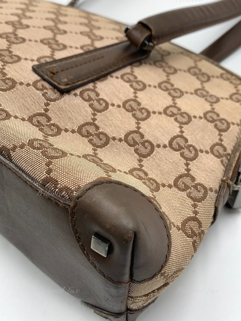 Sold-GUCCI Brown Monogram Shoulder Bag