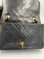 Sold-CHANEL Lambskin Medium Diana Single Chain Single Flap Bag Black/gold