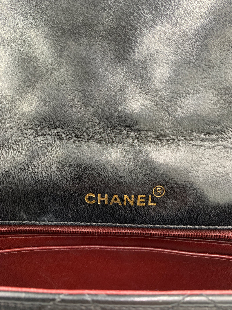 Sold-CHANEL Lambskin Medium Diana Single Chain Single Flap Bag Black/gold