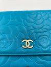 CHANEL Lambskin Camelia Wallet-on-the-chain WOC Crossbody Flap Bag - Blue