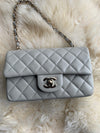 Sold-CHANEL Classic Grey Lambskin Mini Rectangular Crossbody Bag in Champaign Gold Hardware