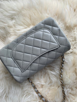 Sold-CHANEL Classic Grey Lambskin Mini Rectangular Crossbody Bag in Champaign Gold Hardware