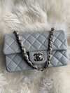 Sold-CHANEL Classic Grey Lambskin Mini Rectangular Crossbody Bag in Champaign Gold Hardware