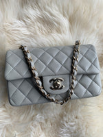 Sold-CHANEL Classic Grey Lambskin Mini Rectangular Crossbody Bag in Champaign Gold Hardware